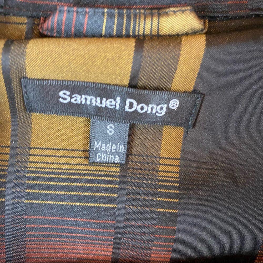 Samuel Dong Plaid Floral Bubble Trench Coat Jacket size small - Picture 9 of 13
